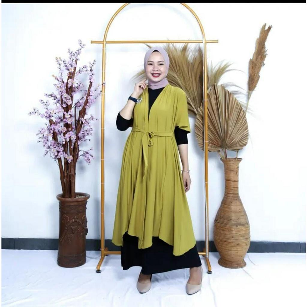 YORINA LONG CARDIGAN CARDY OUTER CARDI AIRFLOW CRINCKLE CRINCLE MUSLIMAH WANITA BTCSOLO