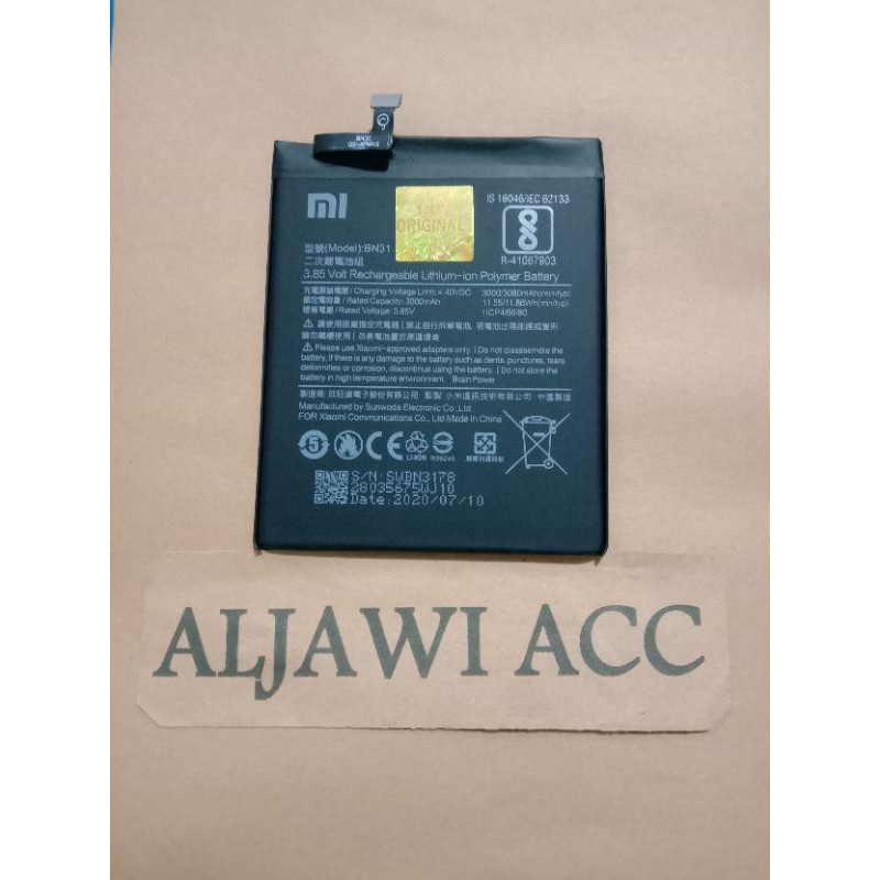 Batre Xiomi Xiaomi Redmi Note 5A BN31 Original Battery Hp