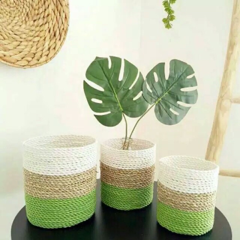 HOME DECOR / cover pot bulat segrass isi 3