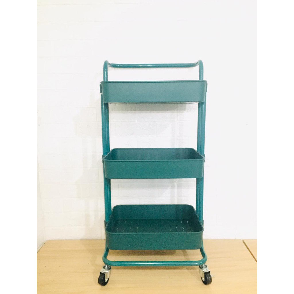 TROLEY / TROLI RACK MINI 3 SUSUN SERBAGUNA / TEMPAT PENYIMPANAN DENGAN RODA DAN PEGANGAN BAHAN ABS PLASTIC
