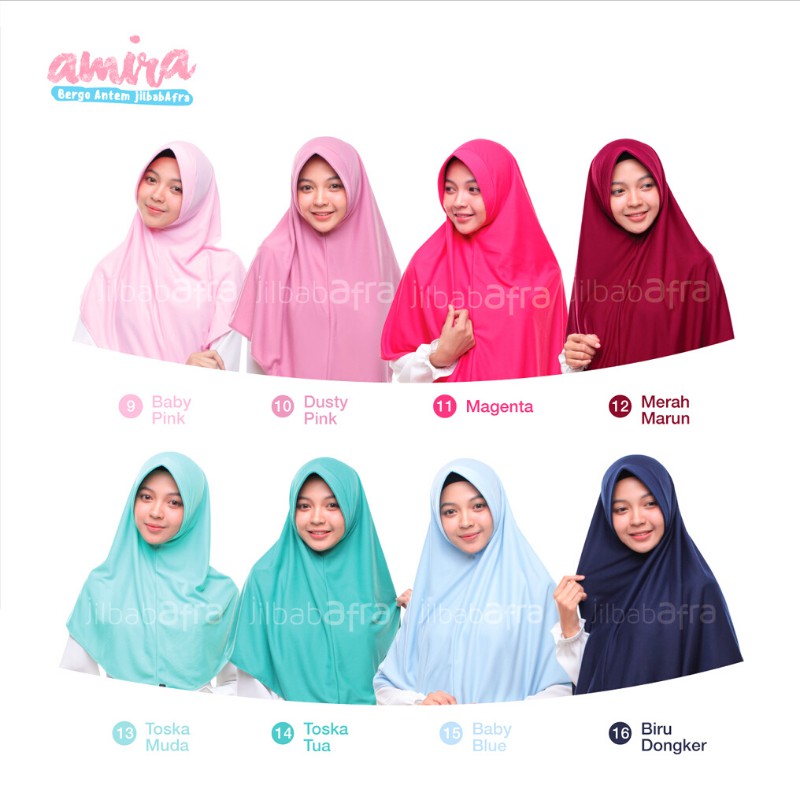 Jilbab Afra ( Jilbab Arfa ) Bergo Amira Pet Antem Size M - Size L- Jilbab Instan Bahan Kaos, Adem, Lembut &amp; Nyaman