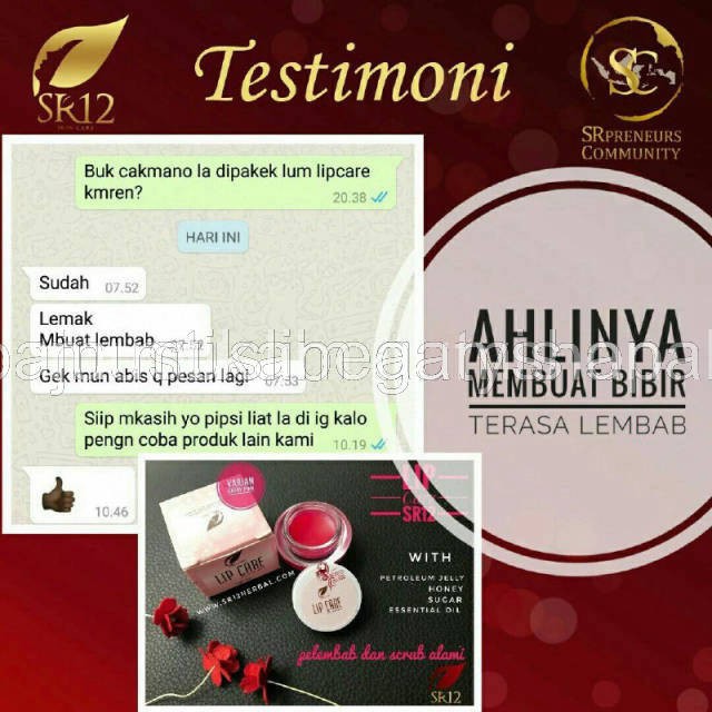 LIP CARE SR12 PELEMBAB BIBIR / LIP BALM / PENCERAH WARNA BIBIR AMAN BPOM