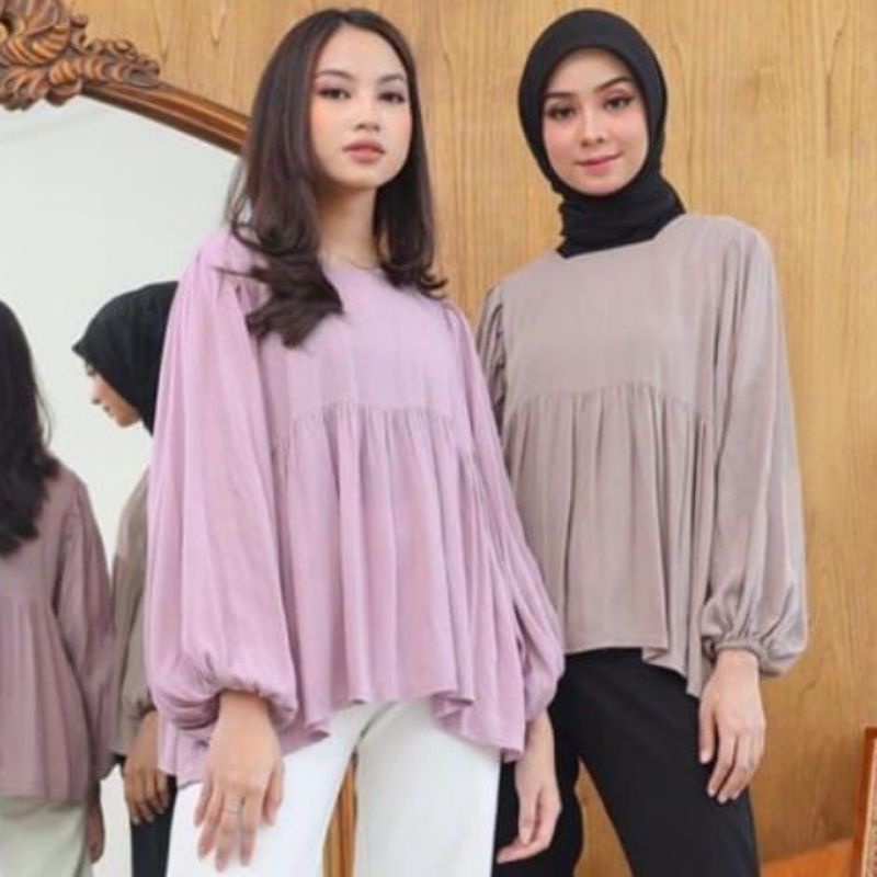Blouse Lengan Karet Rayon Crinkle