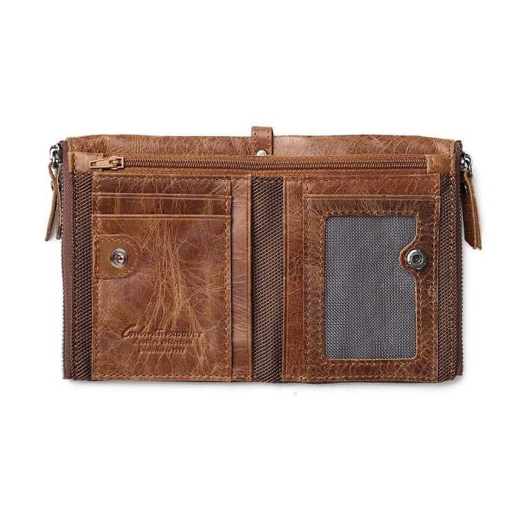 [ORIGINAL] GUBINTU Dompet Lipat Kancing Kulit Sapi Asli Import Pria Casual Style Men's Short Wallet Cowhide Genuine Leather