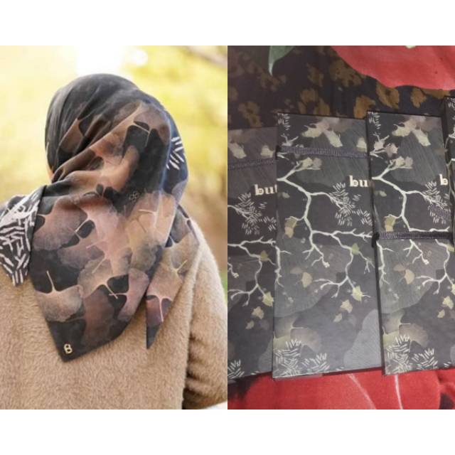 Buttonscarves Ginkgo Series in Black Sesame