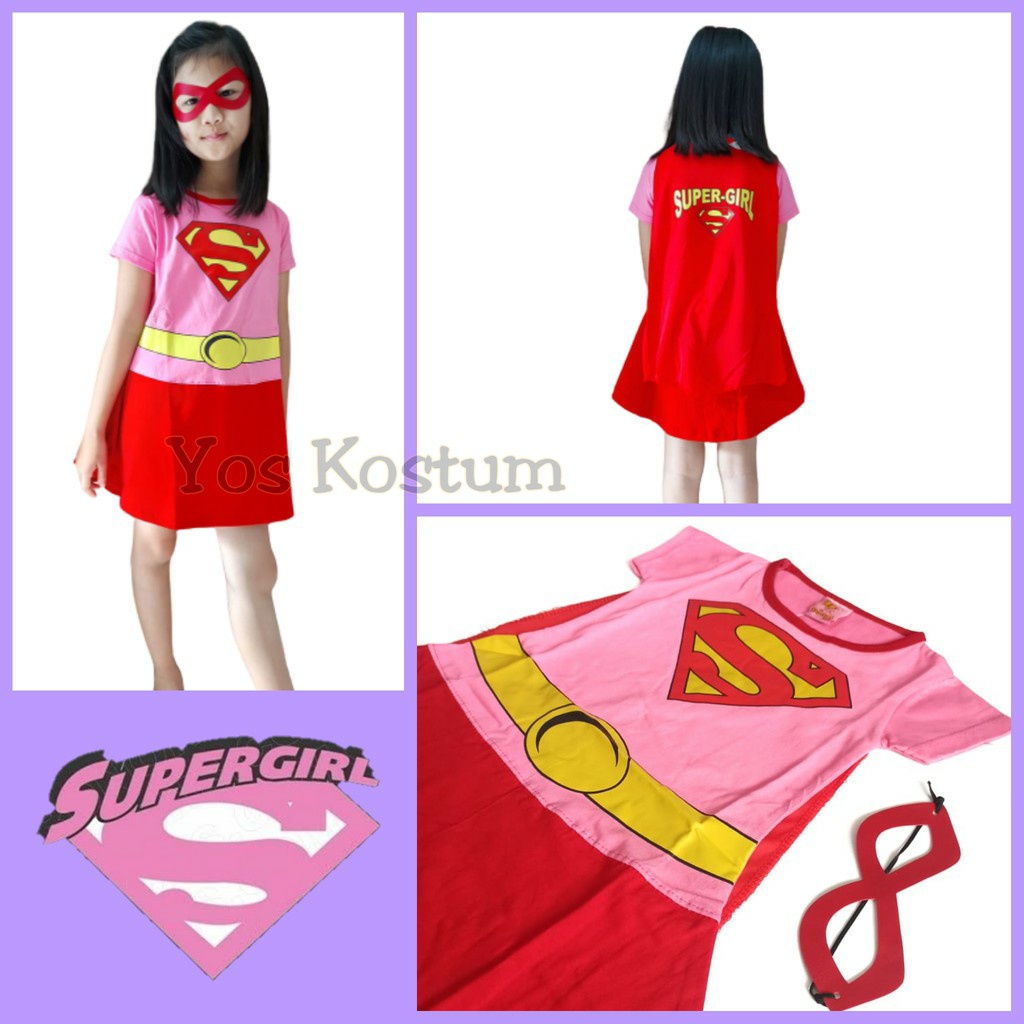 DRESS BAJU ANAL SUPERGIRL PINK FREE TOPENG