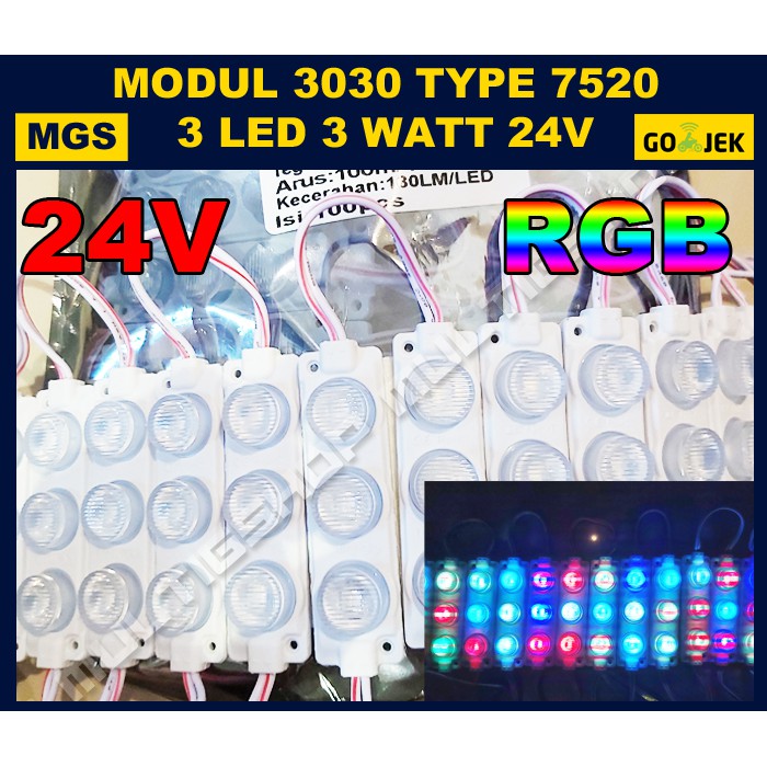 100Pcs MODUL 3030 3 LED 7520 24V - RGB