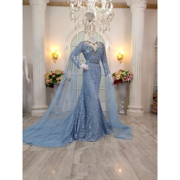 GAUN WEDDING SLIM HARNET  FULL PAYET BEREKOR /GAUN MODERN//GAUN BARBY MEWAH/WEDING  DRESS