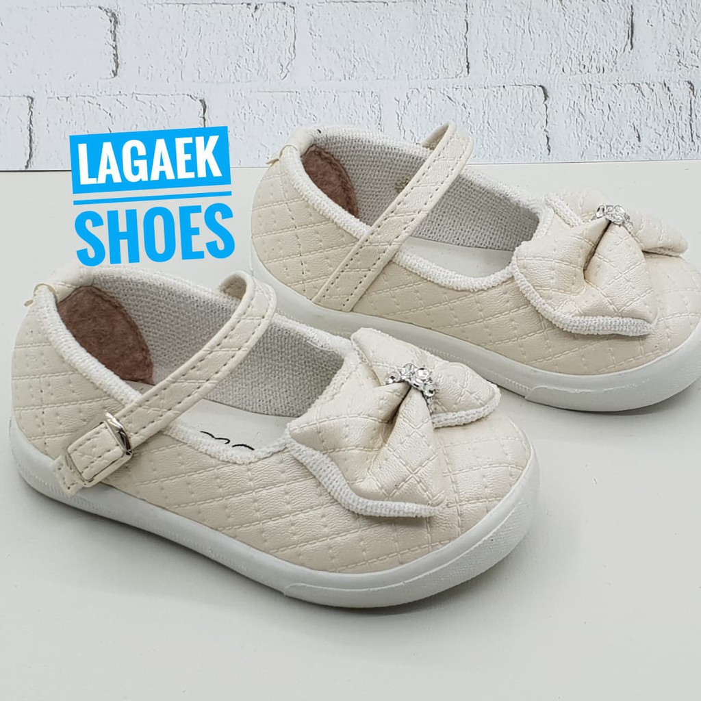 Sepatu anak usia 2 3 4 Tahun MOTIF PITA krem/Sepatu Anak 