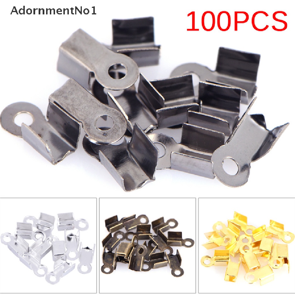 (AdornmentNo1) 100pcs / Set End Cap / Tutup Ujung Tali Kulit Untuk Membuat Perhiasan DIY