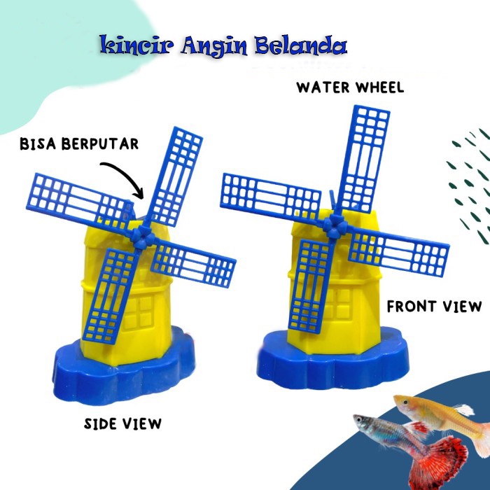hiasan aquarium kincir angin belanda, dekorasi aquarium kincir angin belanda, kincir angin belanda, 