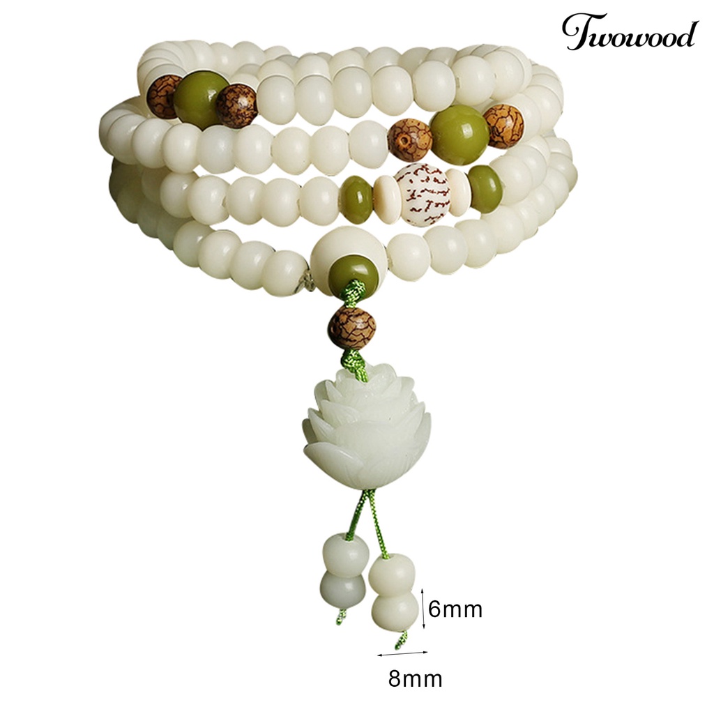 Twowood Men Bracelets Eye-catching Natural Resin Prayer Beads Rope Bracelet for Boy