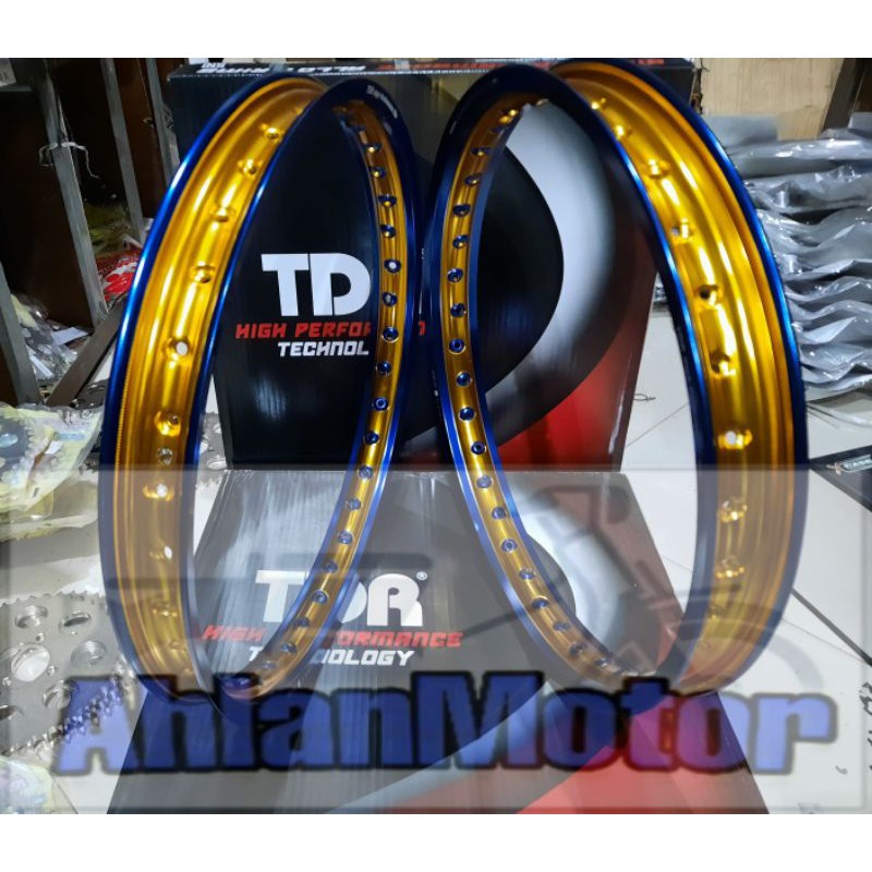 Velg TDR 2TONE BLUE-GOLD 140×160-17/Velg  TDR  Murah 140×160-17 /Vleg TDR DEPAN+BELAKANGAN BLUE-GOLD