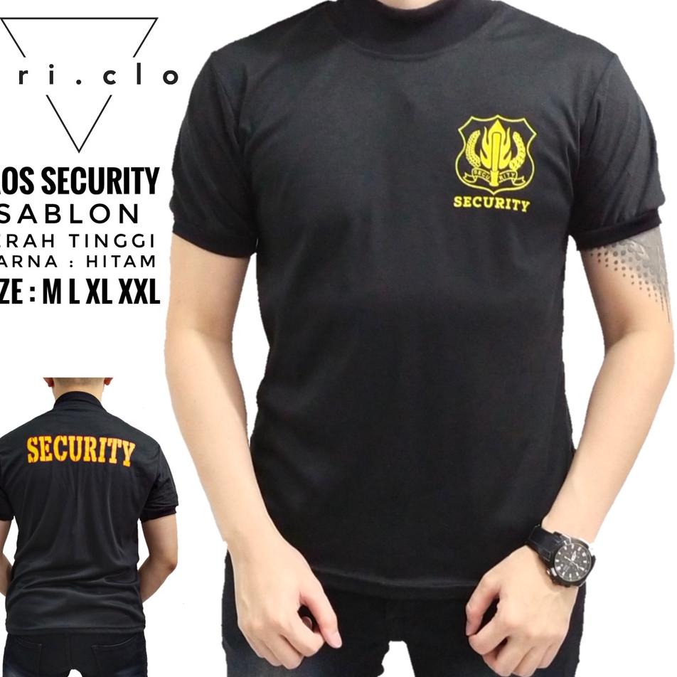 Promo - KAOS SECURITY KERAH TINGGI SABLON , BAJU SECURITY / SATPAM KERAH PANJANG PRIA , KAOS SECURIT