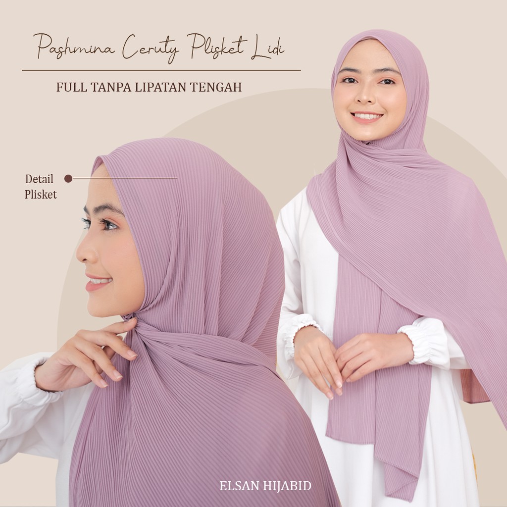 PASHMINA CERUTY PLISKET LIDI FULL TANPA LIPATAN TENGAH/ UKURAN 180*75 cm/