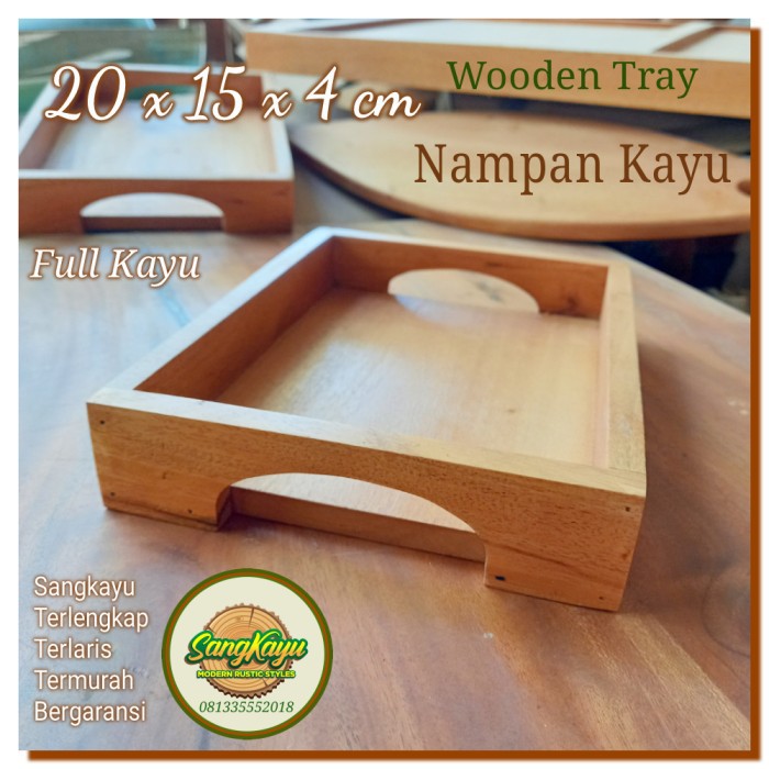 Nampan kayu 20x15x4cm Nampan wooden tray kotak kayu serbaguna