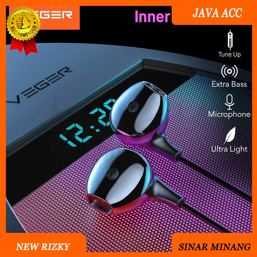 STEREO HANDSFREE VEGER V203R HEADSET HANDPHONE EARPHONE WITH MIC 9488