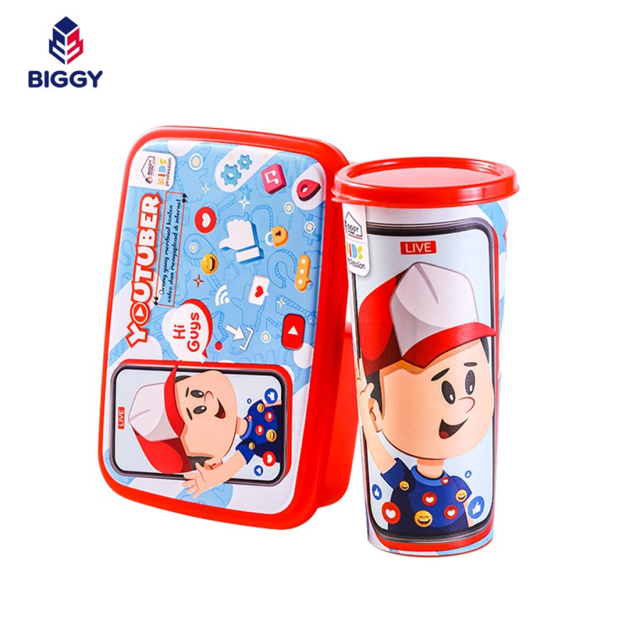 Lunch Box + Tumbler Set Kotak Bekal Anak Souvenir Ultah Serbaguna Tempat Makan Sekolah Bonus Botol Lazio