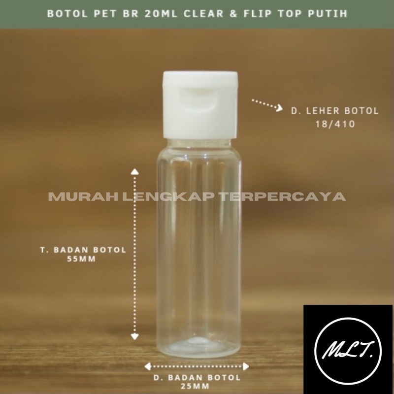 BOTOL FLIP TOP 20ML / BOTOL NATURAL 20ML FLIPTOP PUTIH