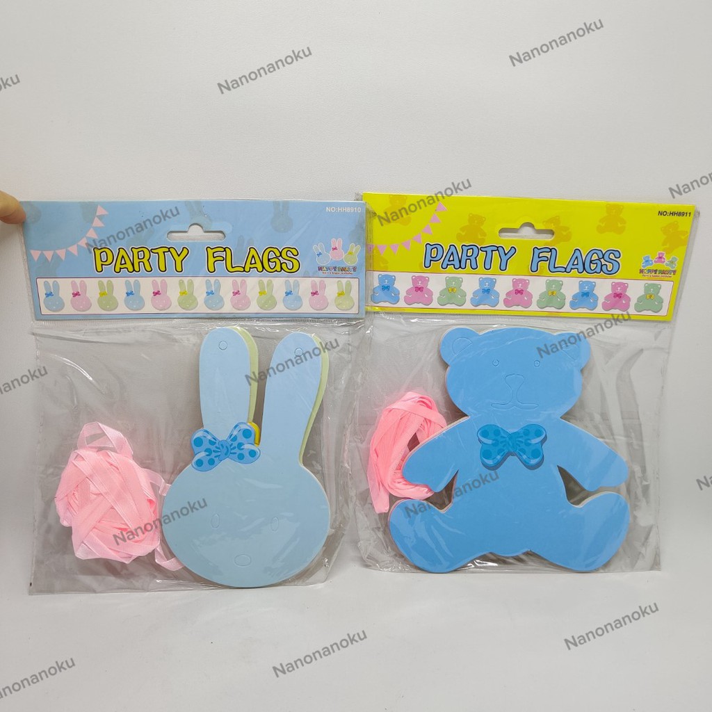 Banner Pesta Burung Teddy Kelinci / Bunting Flag Party Dekorasi