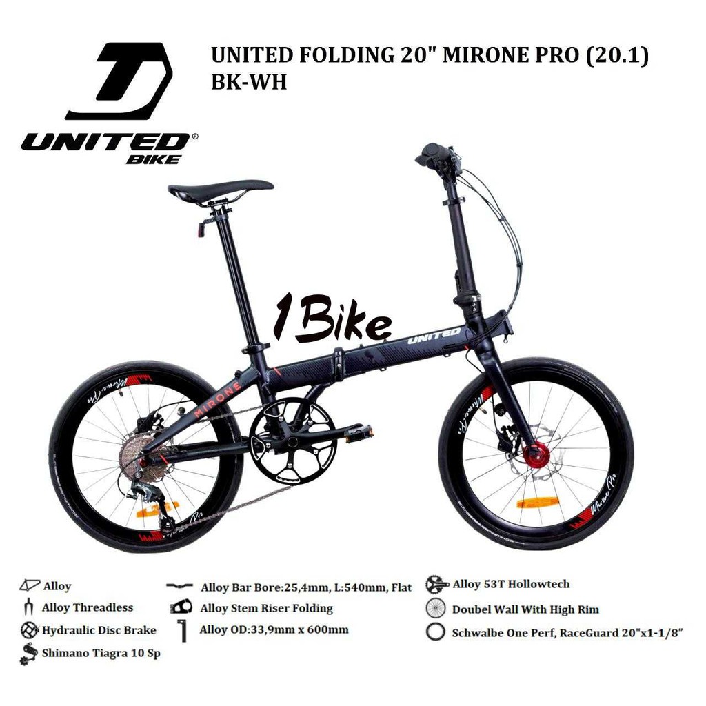 Sepeda Lipat United MIRONE PRO 10 Speed Hidrolik 20 Inch