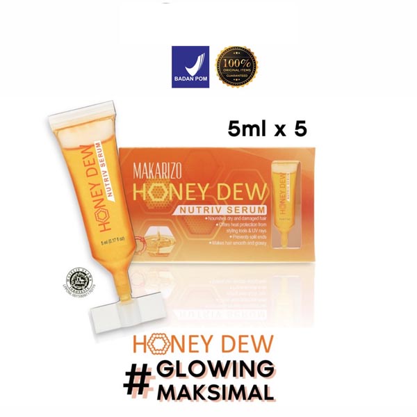 [BUAT RAMBUT GLOWING MAKSIMAL] [5ML] [BPOM] Makarizo Professional Honey Dew Nutriv Serum 5ml - Serum Rambut - Vitamin  Cerianti