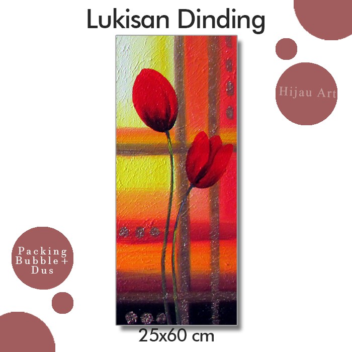 LUKISAN BUNGA MAWAR - lukisan unik hiasan dinding