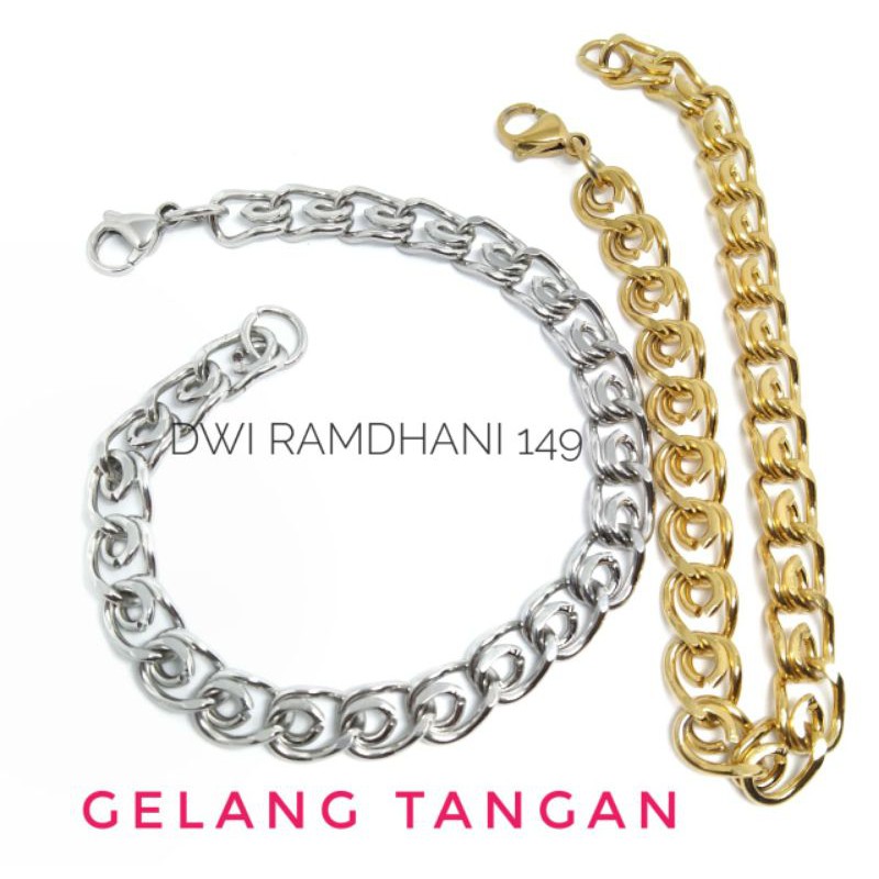 Gelang Titanium pria wanita Rantai panjang 20,5cm anti karat selamanya