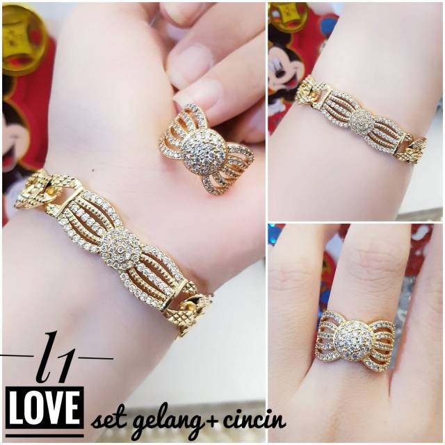 Xupuing set perhiasan lapis emas 24k 1521k