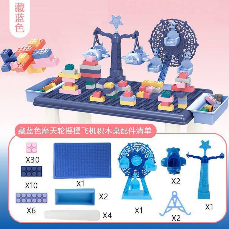 Tma / (76pcs) Mainan Balok Susun Theme Park Mini Set Meja / Balok Meja Theme Park Mini