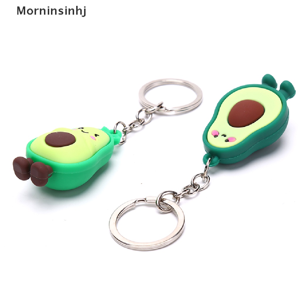 Mornin 1x Lucu Simulasi Buah Alpukat Gantungan Kunci 3D Resin Lembut Tersenyum Avocado Keychains id