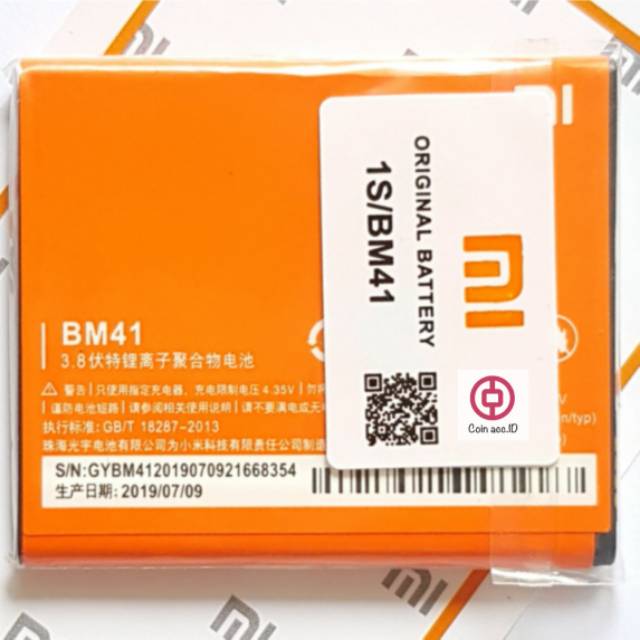 Batre / baterai XIAOMI  redmi 1s / redmi 2 / redmi 2s / redmi 2 prime - ORIGINAL BM 41