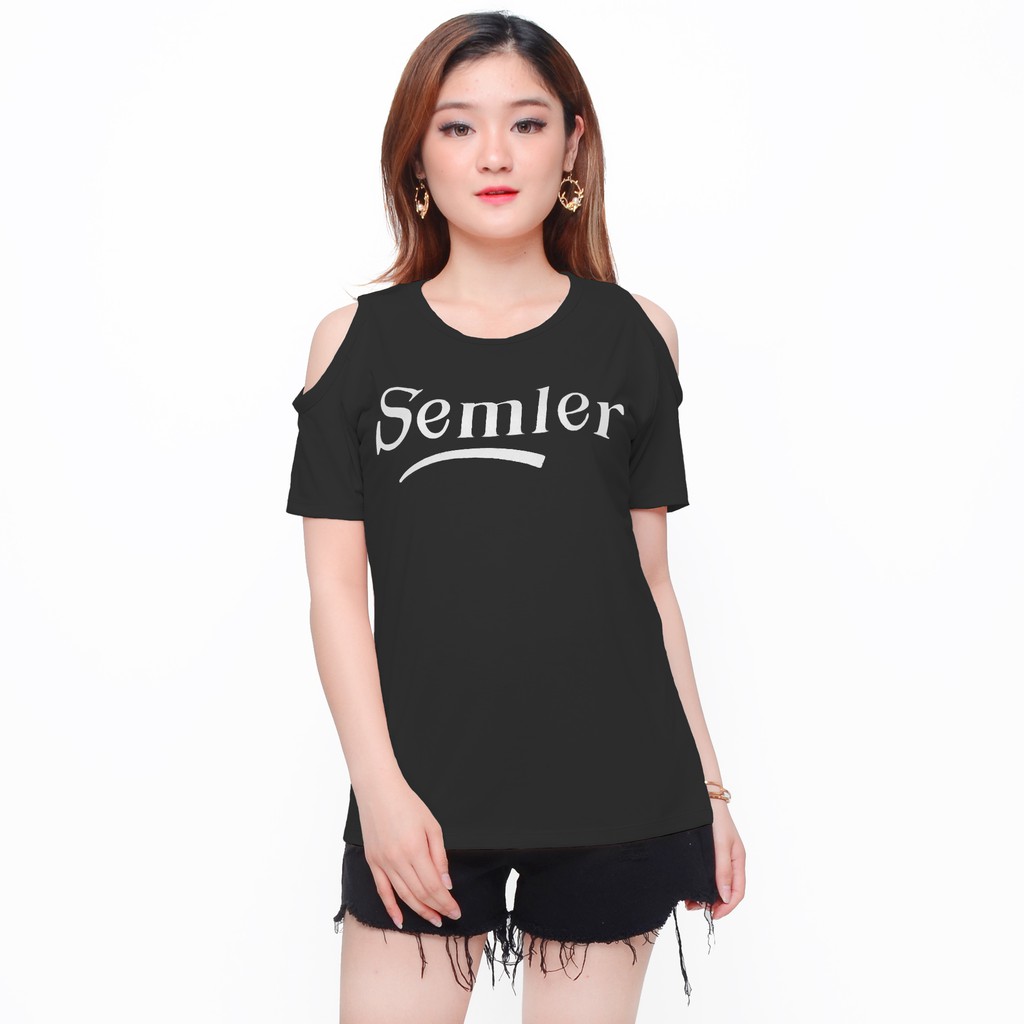 Kaos Tshirt Lengan pendek bahu terbuka Wanita Gaya korea Printing - XSHOP Semler