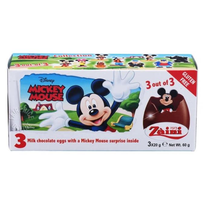 Zaini Surprise Egg Mickey Mouse 60gr - Coklat Telur isi Mainan/coklat/coklat valentine/coklat silver