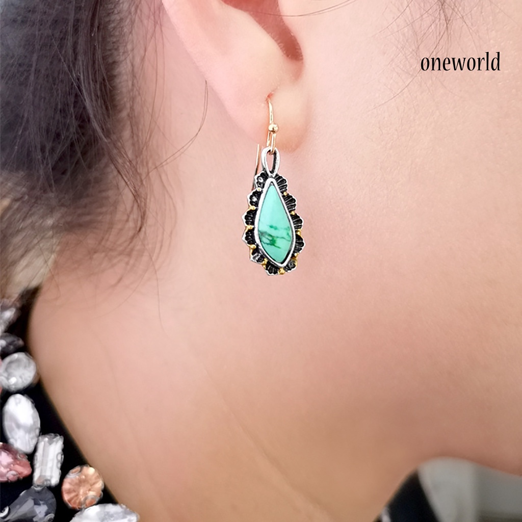 OW# Women Waterdrop Shape Rhinestone Dangle Ear Stud Long Hook Earrings Jewelry Gift