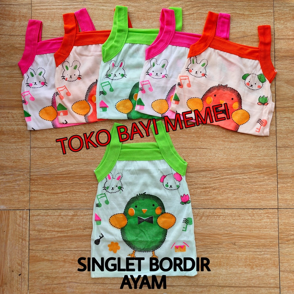 1 LUSIN (12 pcs) Singlet bayi motif AYAM perlengkapan bayi lahir