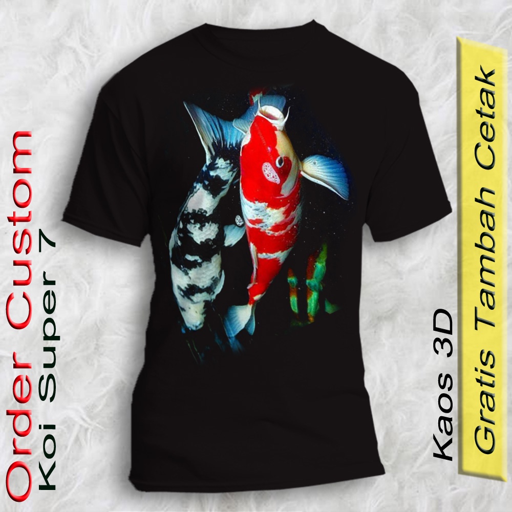 Kaos 3d Anak dan Dewasa Gambar Ikan Koi / Fashion Pria dan Wanita Model Unisex