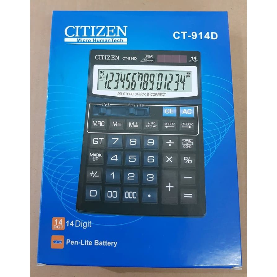 

Kalkulator CITIZEN 14 Digit CT-914D Ukuran Jumbo