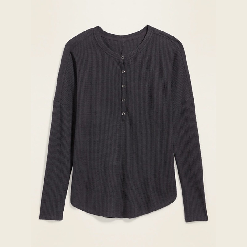 OLDNAVY WAFFLE KNITTED TOP - ATASAN SWEATER RAJUT ORIGINAL BRANDED-KNIT CARBON