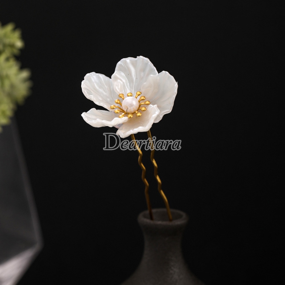 New Style Antique Headgear White Camellia Costume Hairpin