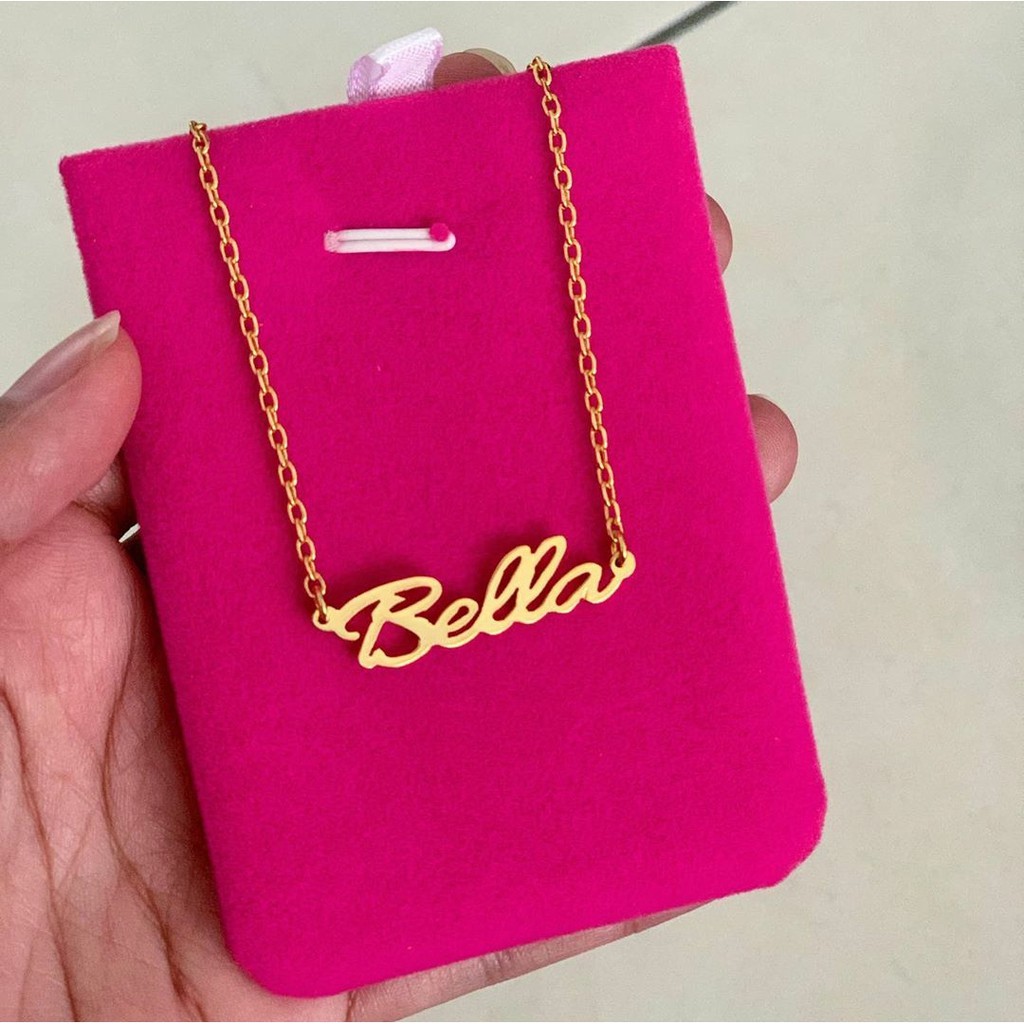 Kalung Liontin Titanium Ukir Nama Lapis Emas