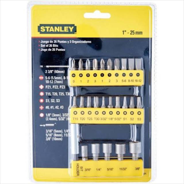 Mata Obeng Set Stanley 29pcs Screwdriver Insert Bit Set 68-071 Stanley