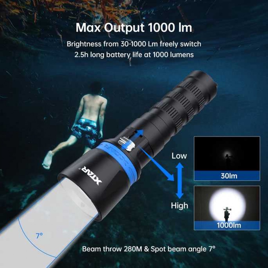 Senter Diving Selam Waterproof LED CREE XP L2 1000 Lumens IPX8 Aluminium Alloy