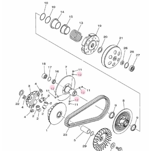 COLLAR PIN GUIDE SPIE SPI PULLY PULI XMAX ASLI ORI YAMAHA B74 E7674 10