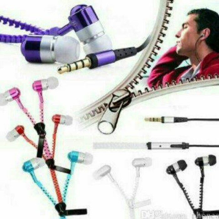 Headset Zipper Earphone Seleting Resleting Bass Handsfree + Mic Zipper Headphone Zipper Handsfree