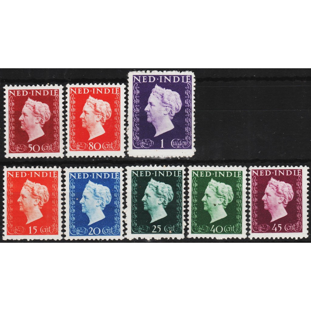 

Perangko Filateli L104 - Netherlands Indies MH 8v 1948 Queen Wilhelmina