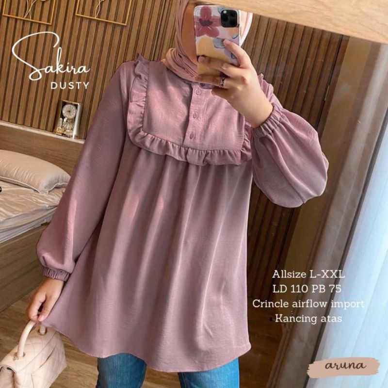 VALLINA OUTFIT - NAORA SHIRT ATASAN WANITA FORMAL MUSLIM KEMEJA BLOUSE LENGAN PANJANG