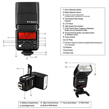 GODOX Thinklite TT350C / TT 350 C / TT 350 / Camera Flash Speedlite For Canon