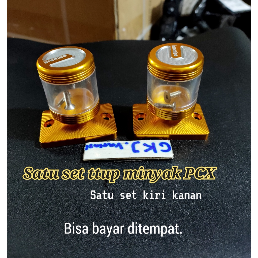 1 pasang Tutup Minyak Rem Variasi kaca PCX kiri+kanan /emas