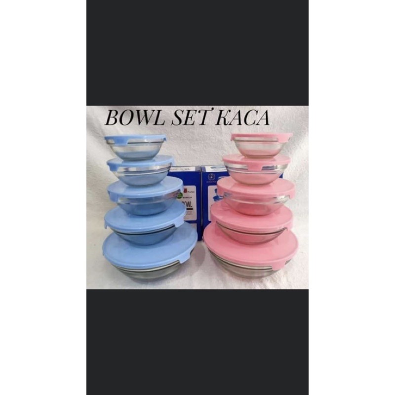 mangkok beranak susun 5pcs material kaca